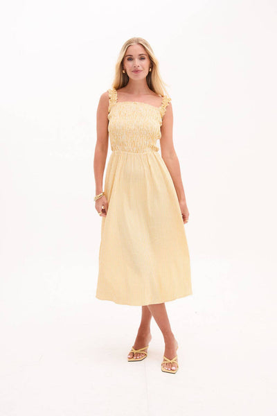 Yellow Stripe Smock Dress by Fika