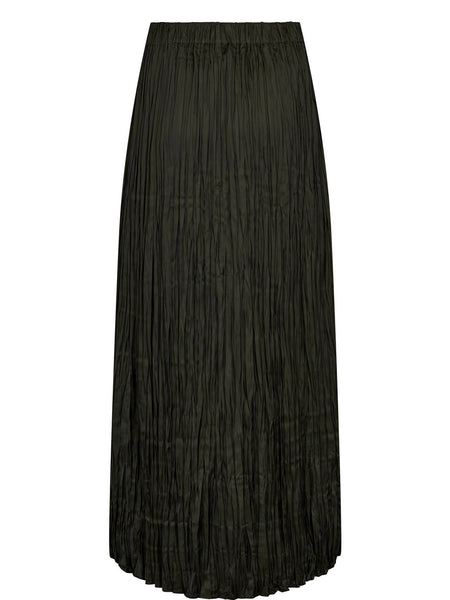 Khaki Crinkle Maxi Skirt By Nümph