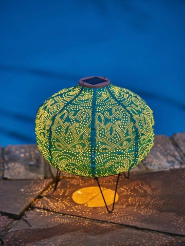 Teal Solar Lantern Pumpkin