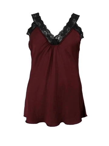 Plum Vintage Lace Strap Top By Black Colour