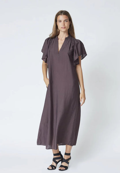 Poppy Chocolate Pleated  Dress by Co Couture