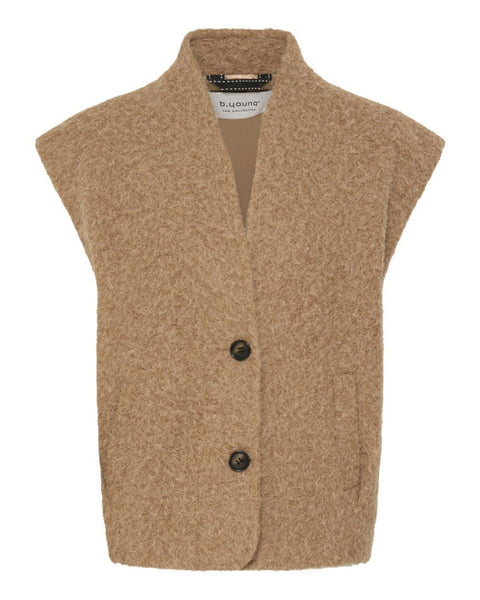 Camel Teddy Sleeveless Jacket by B Young