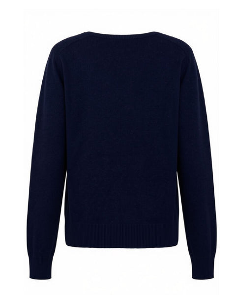 Midnight V Neck Classic Wool Jumper by Soaked