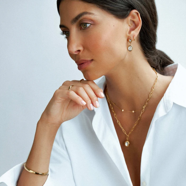 Double Crystal Drop Earrings by Orelia