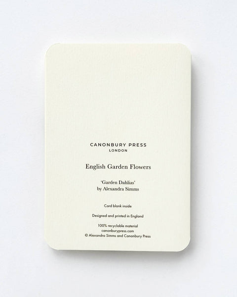 Garden Dahlias Greeting Card by Canonbury Press