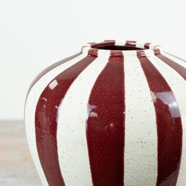 Burgundy Stripe Margot Vase