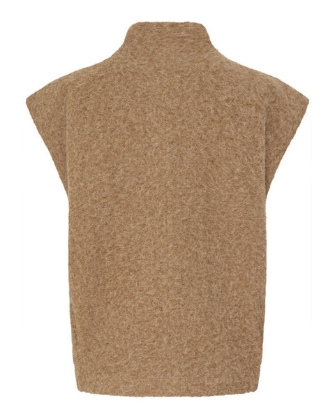 Camel Teddy Sleeveless Jacket by B Young