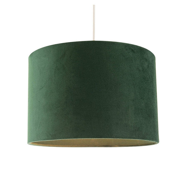 Soft Velvet Forest Green Fabric Round Lamp Shade for Table or Pendant