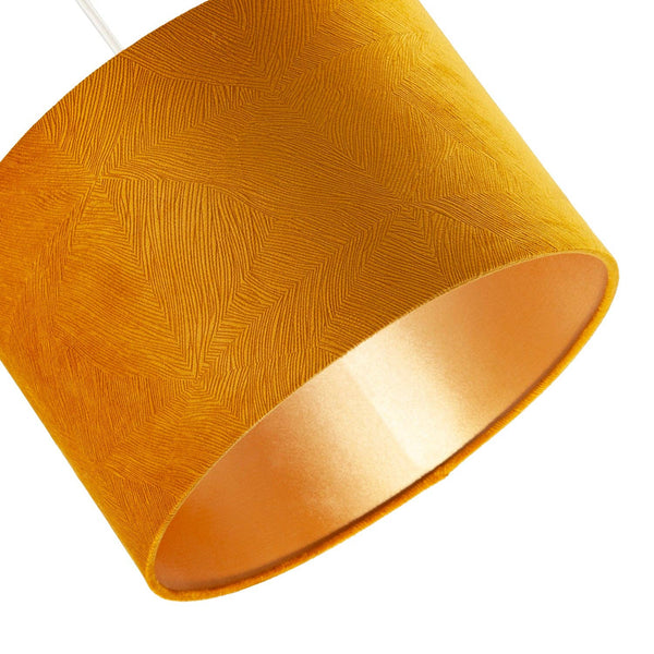 Mustard Soft Velvet Fabric Round Lamp Shade
