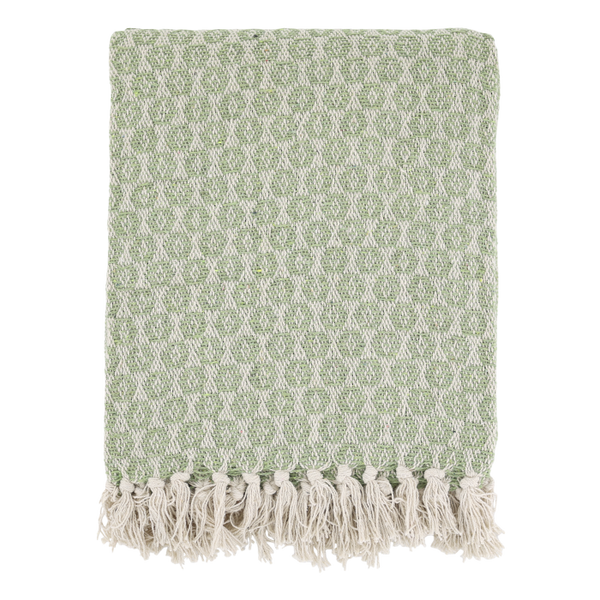 Green and Ivory Recycled Cotton Throw