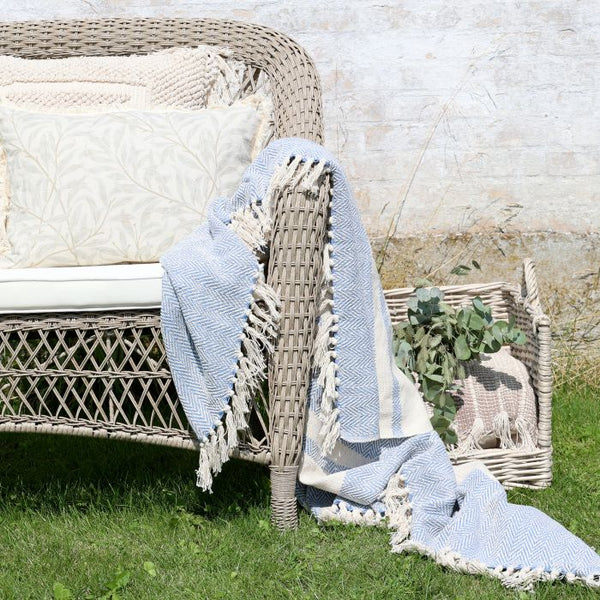 Sky Blue Recycled Cotton Throw