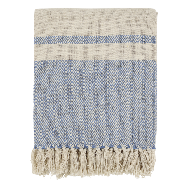 Sky Blue Recycled Cotton Throw