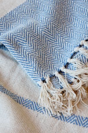 Sky Blue Recycled Cotton Throw