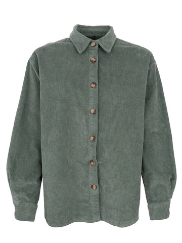 Moss Green Corduroy Over Shirt by Black Colour