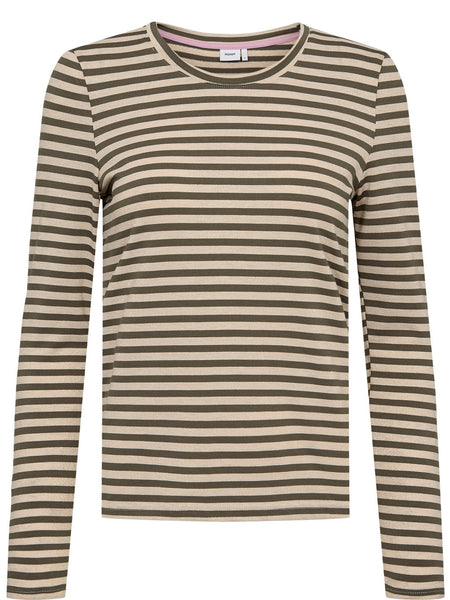 Khaki Striped T-Shirt By Nümph