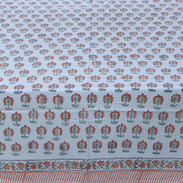 Orange Palm Block Printed Tablecloth