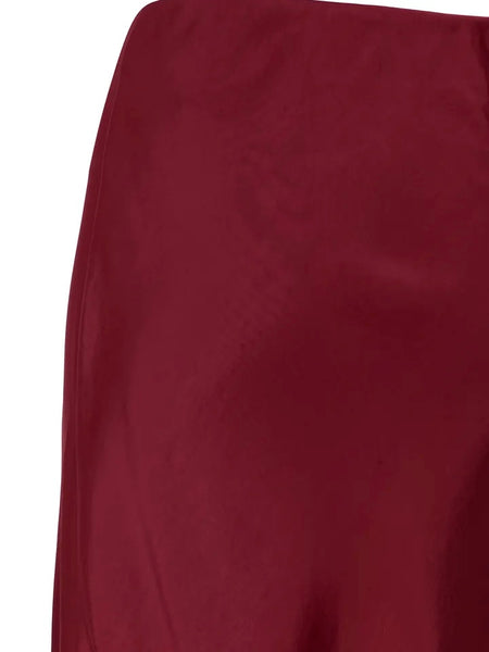 Red Satin Midi Skirt by B.Young