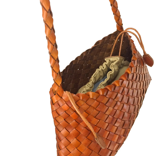Tan Woven Shoulder Bag