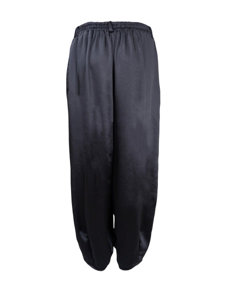 Black Satin Balloon Pants By Black Colour