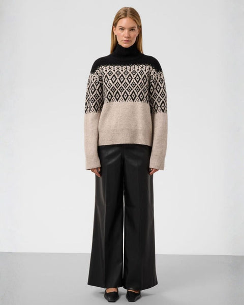 Black and Cream Fair Isle Jumper by Soaked