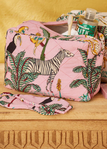 Pink Jungle Print Wash Bag
