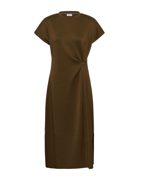 Chocolate Side Pleat Detail Squba Dress By Saint Tropez