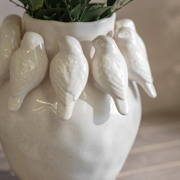 White Portloe Bird Vase