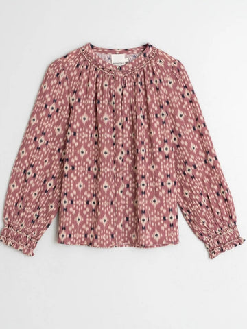 Rose Ikat Pleated Blouse by Indi and Cold