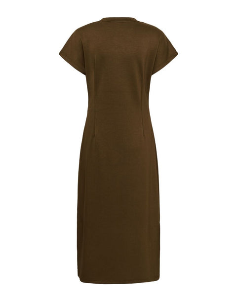 Chocolate Side Pleat Detail Squba Dress By Saint Tropez