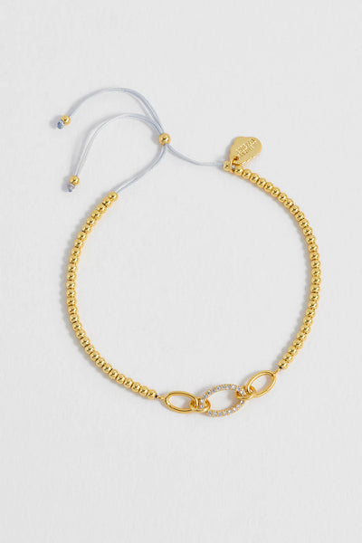 Gold Oval Link CZ Chain Bracelet