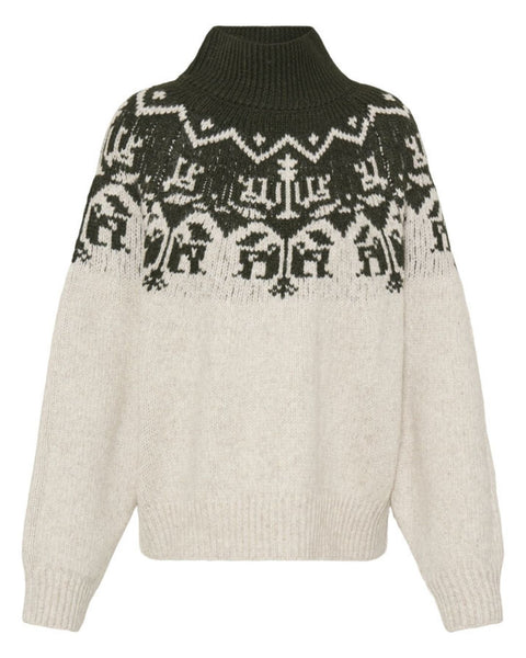 Moss Green Fair Isle Jumper by Ichi