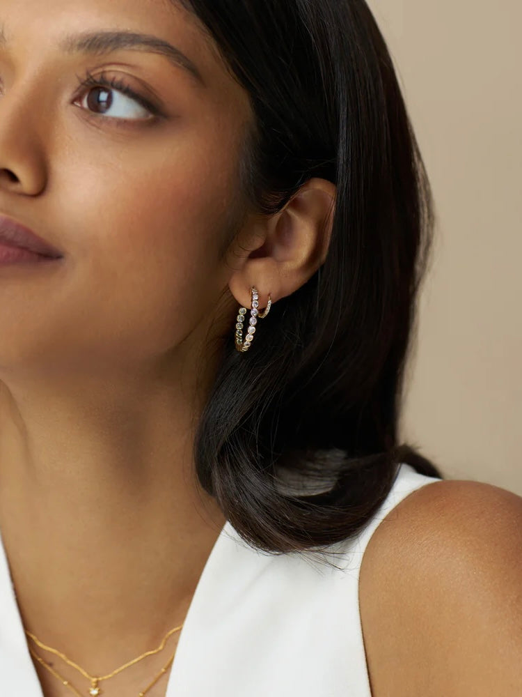 Crystal Mid-Size Hoop Earrings by Orelia