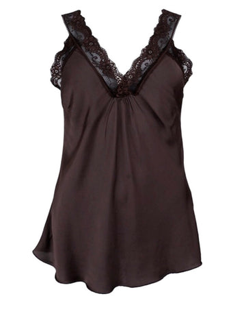 Chocolate Vintage Lace Strap Top By Black Colour