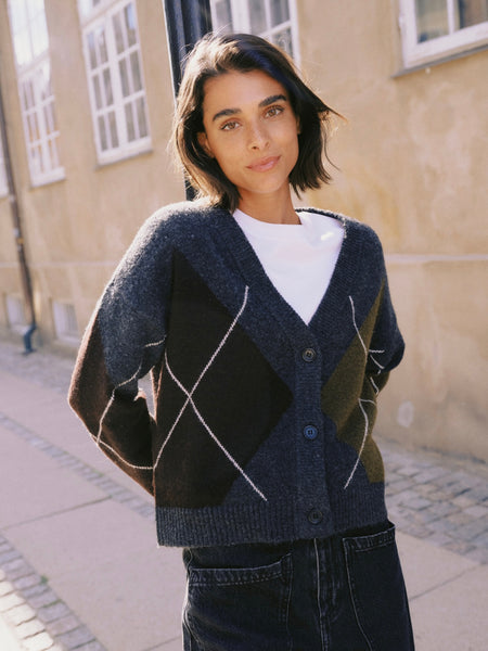 Charcoal Argyle Cardigan by B.Young