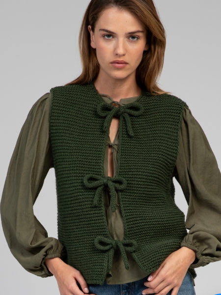 Khaki Tie Knitted Gilet by An’ge