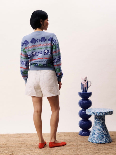 Blue Nautical Floral Cardigan by Frnch