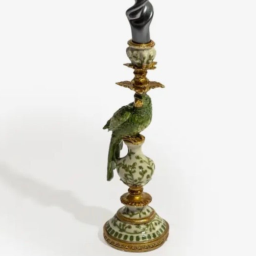 Green Ornate Parrot Candle Holder