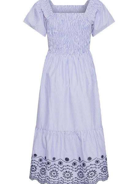 Blue Stripe Embroidered  Dress by B Young