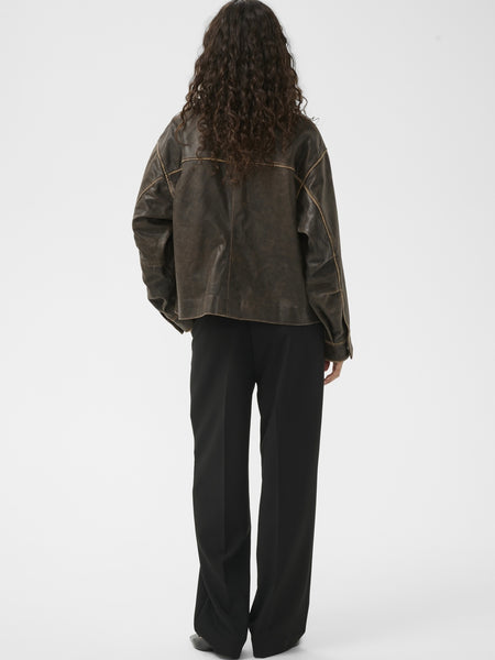 Chocolate Leather Jacket by Soaked