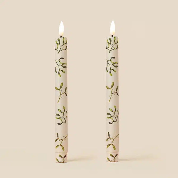 Parchment Mistletoe Manor Led Wax Candle Box of 2