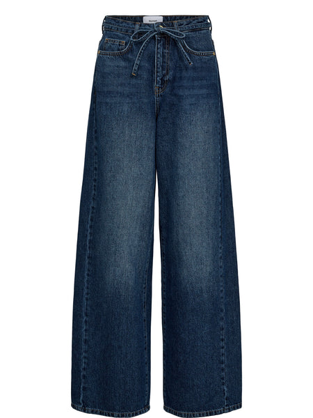 Dark Denim Wide Jean with Tie Detail by Nümph