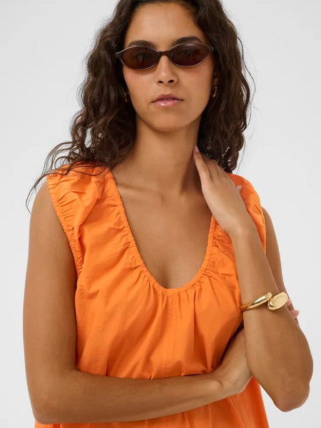 Orange Ruched Neck Maxi Dress by Soaked