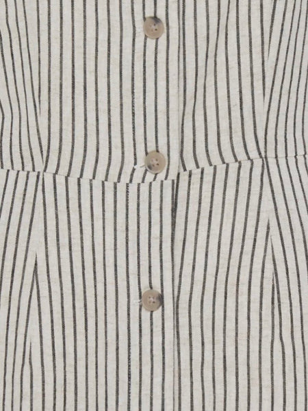 Tan Stripe Linen Shirt Dress by B Young