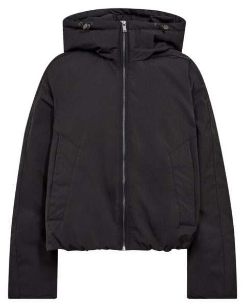 Black Cropped Puffa Jacket by Co Couture