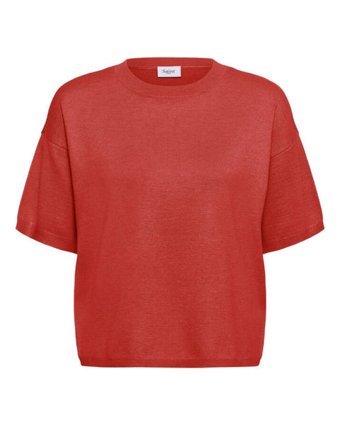 Cherry Red Short Sleeve Knit by Saint Tropez
