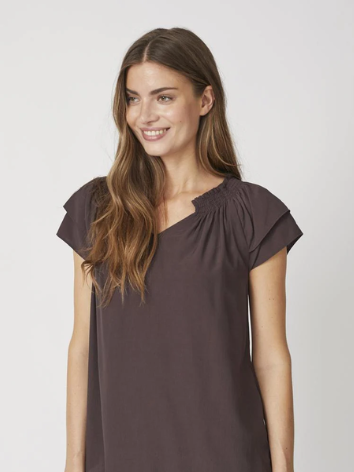 Chocolate Frill Sleeve Blouse by Co Couture