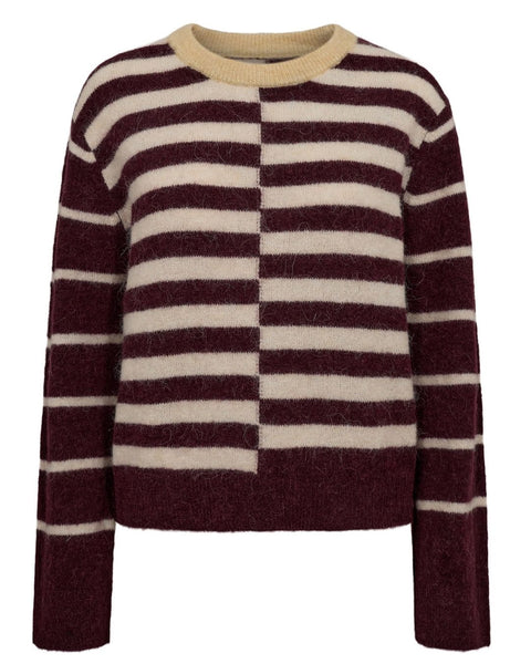 Burgundy Stripe Alpaca Jumper by Nümph