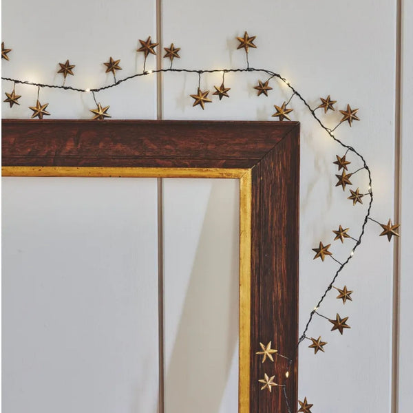 Antique Gold Star LED Garland