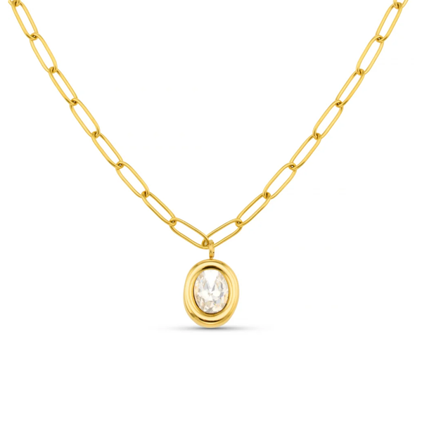 Waterproof Crystal Pendant Chain Link Necklace by Orelia