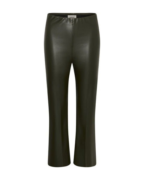 Olive Green Faux Leather Trouser by Soaked